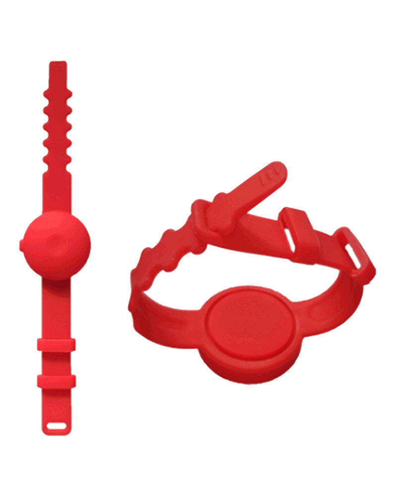 >Bracelets en silicone réglables pour distributeur de désinfectant pour les mains